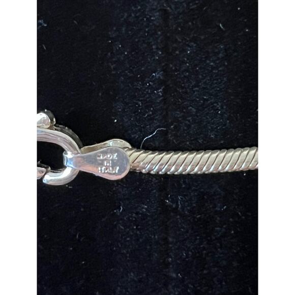 Lariat Necklace Sterling Silver Snake Chain Pendant 28 in. Made in Italy - Picture 6 of 10